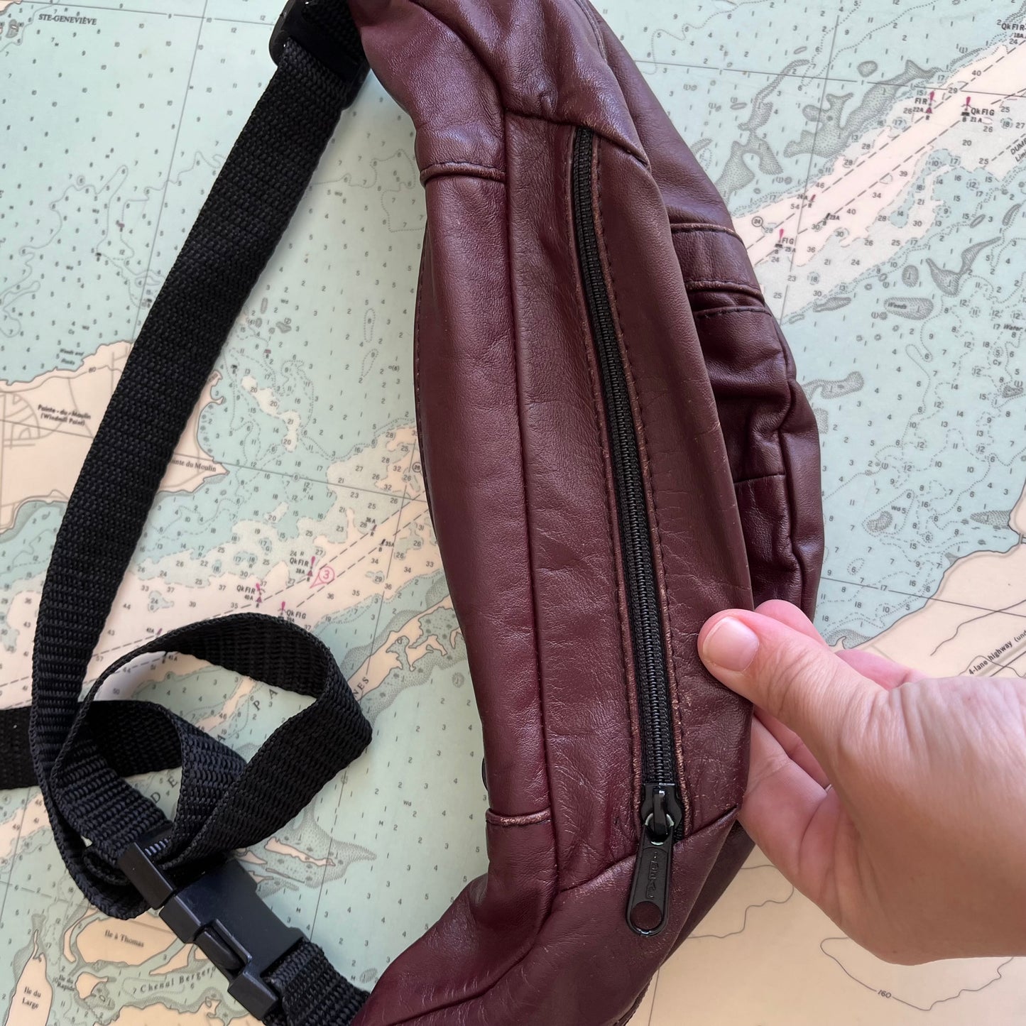 Vintage Burgundy Leather Belt Bag