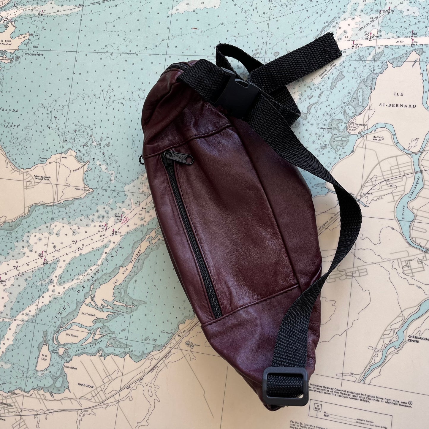 Vintage Burgundy Leather Belt Bag