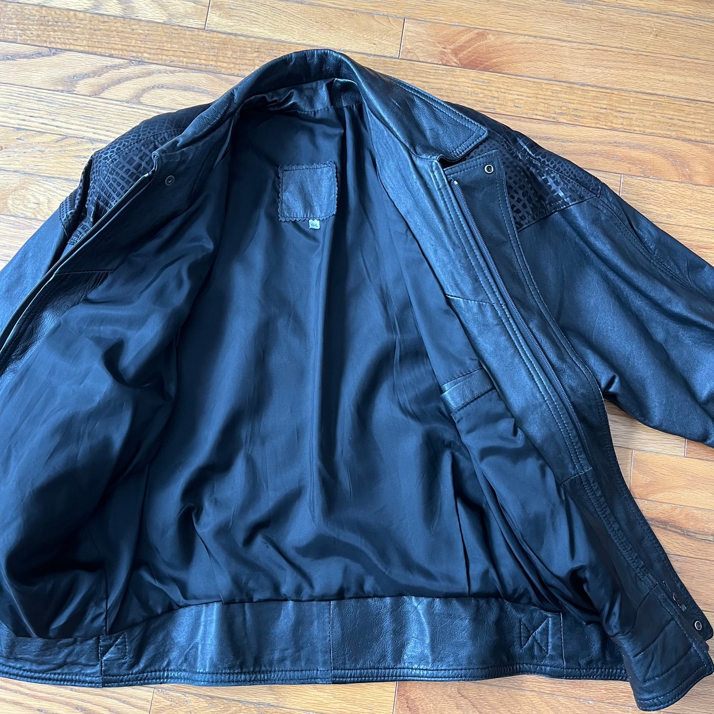 Vintage 80s Black Leather Bomber Jacket