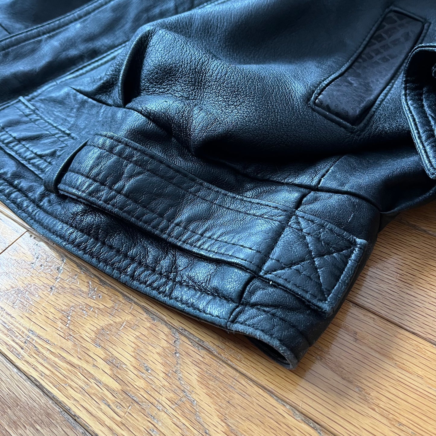 Vintage 80s Black Leather Bomber Jacket