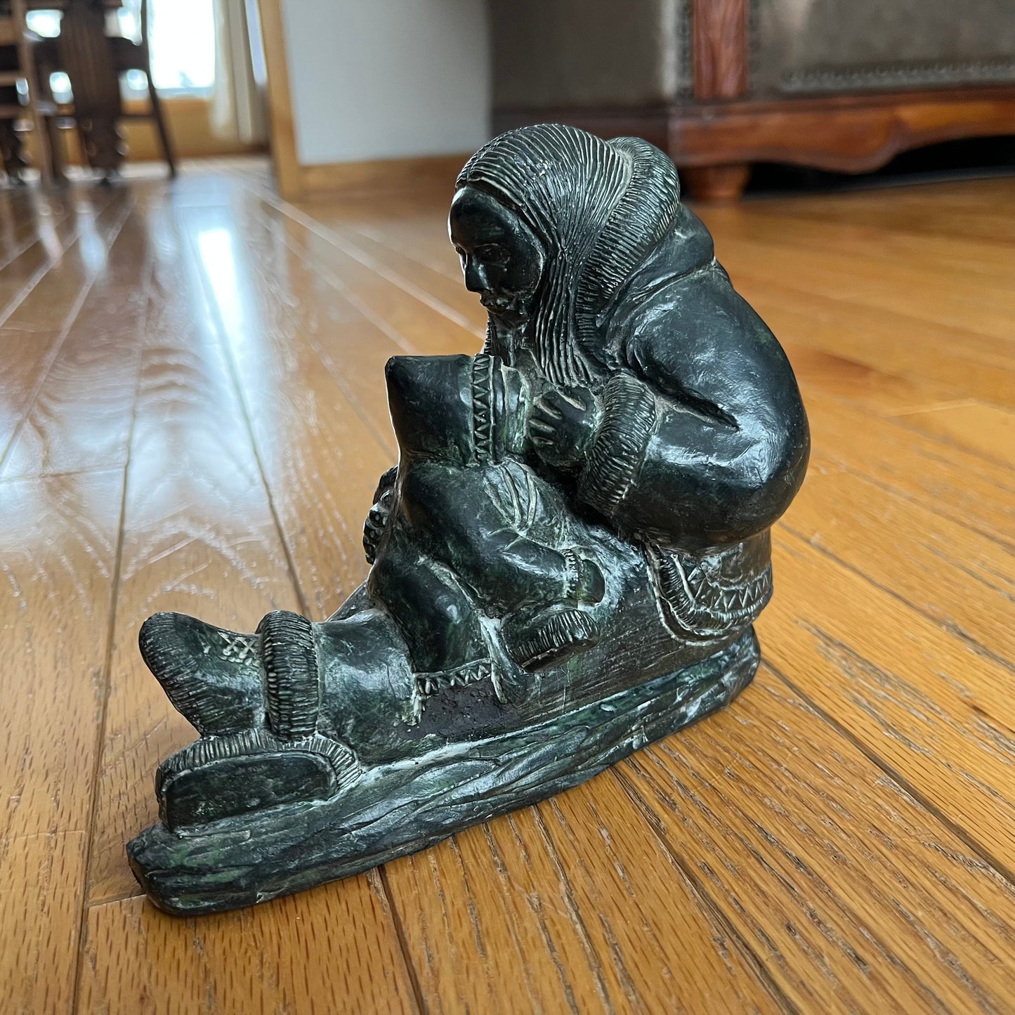 Vintage Mother & Child Carving by The Wolf Sculptures Canada
