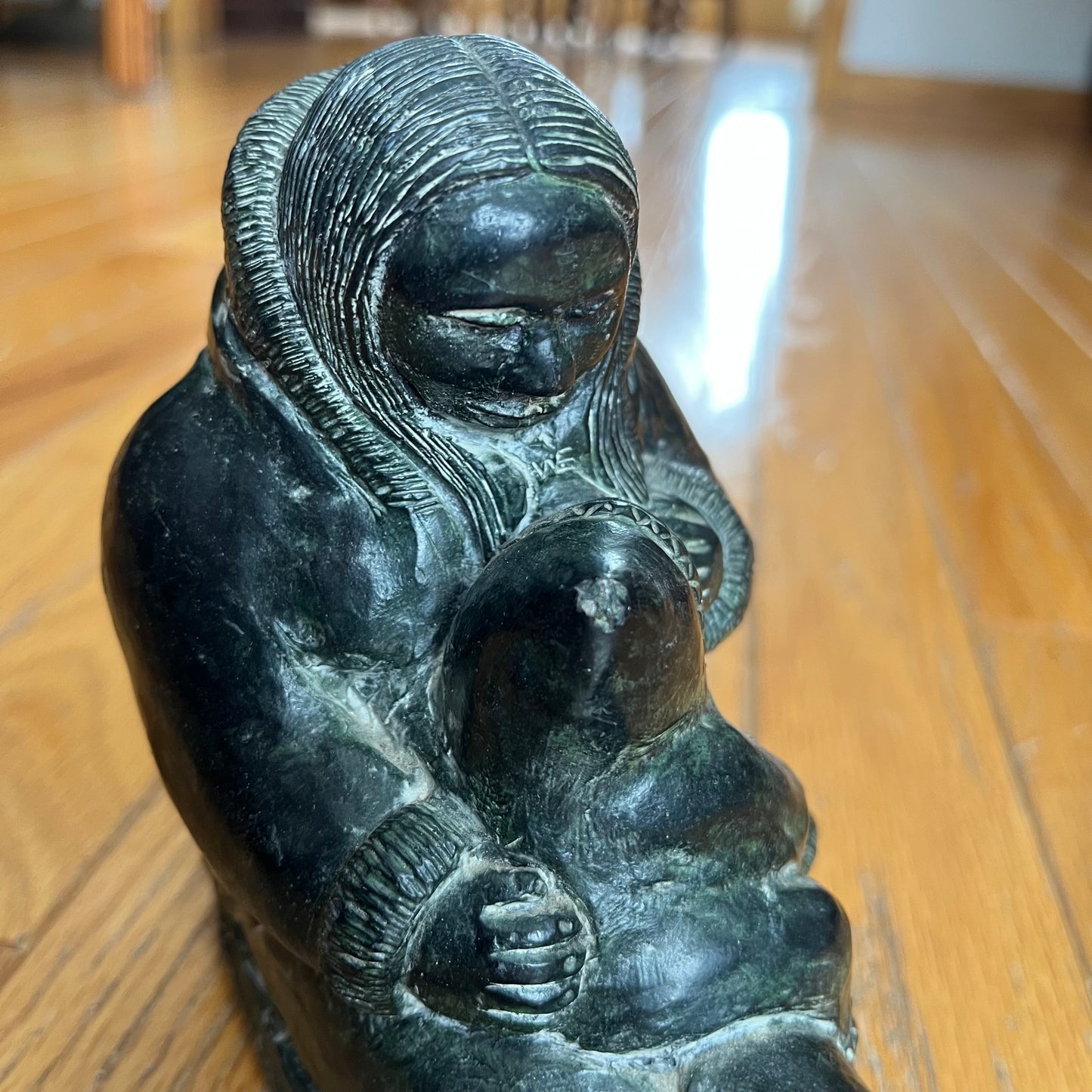 Vintage Mother & Child Carving by The Wolf Sculptures Canada
