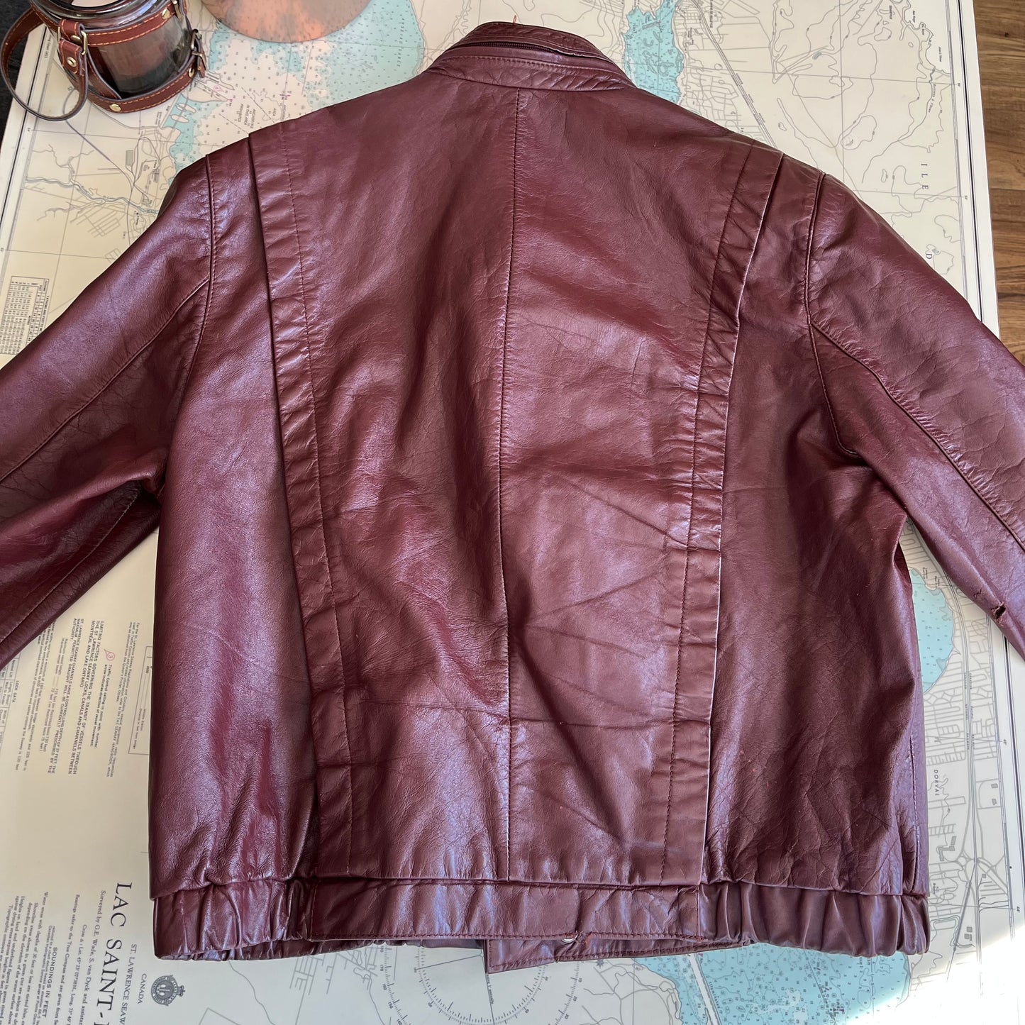 Vintage Burgundy Leather Motorcycle Jacket