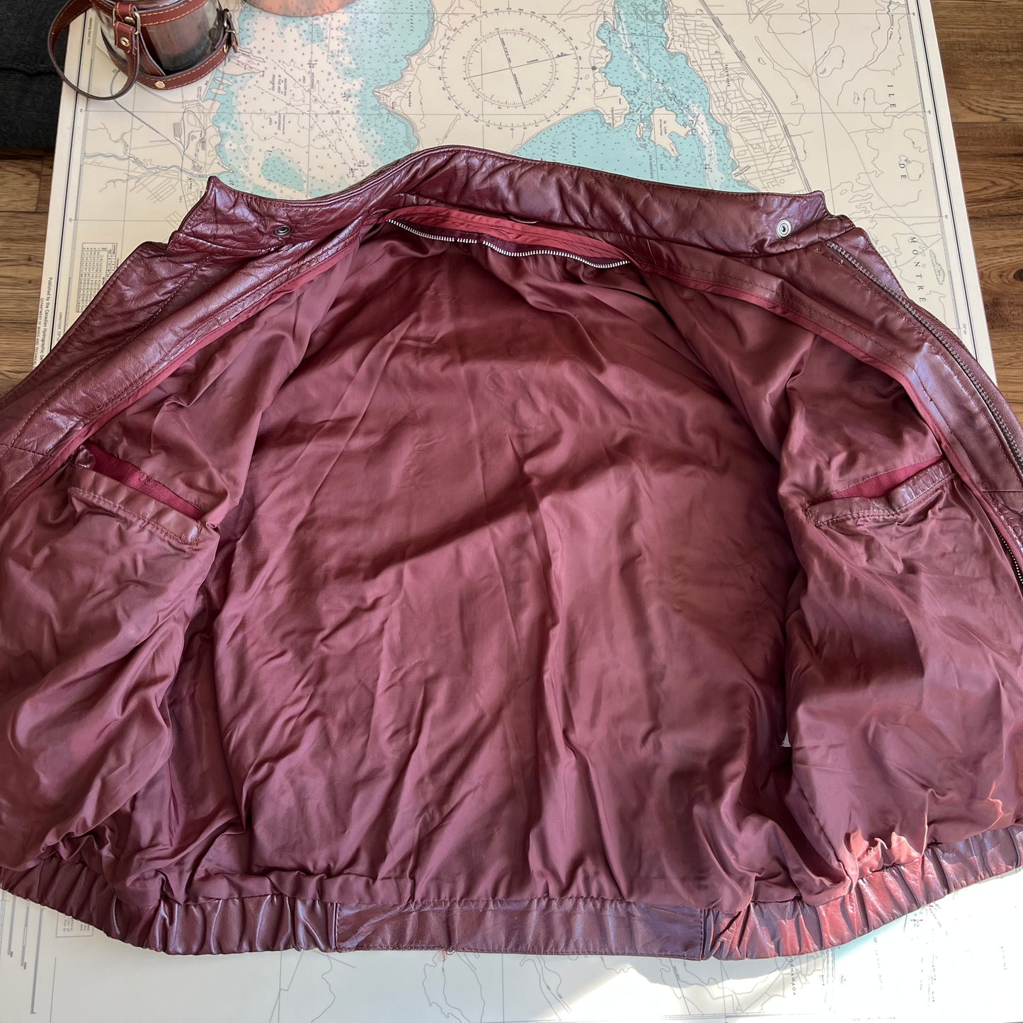 Vintage Burgundy Leather Motorcycle Jacket