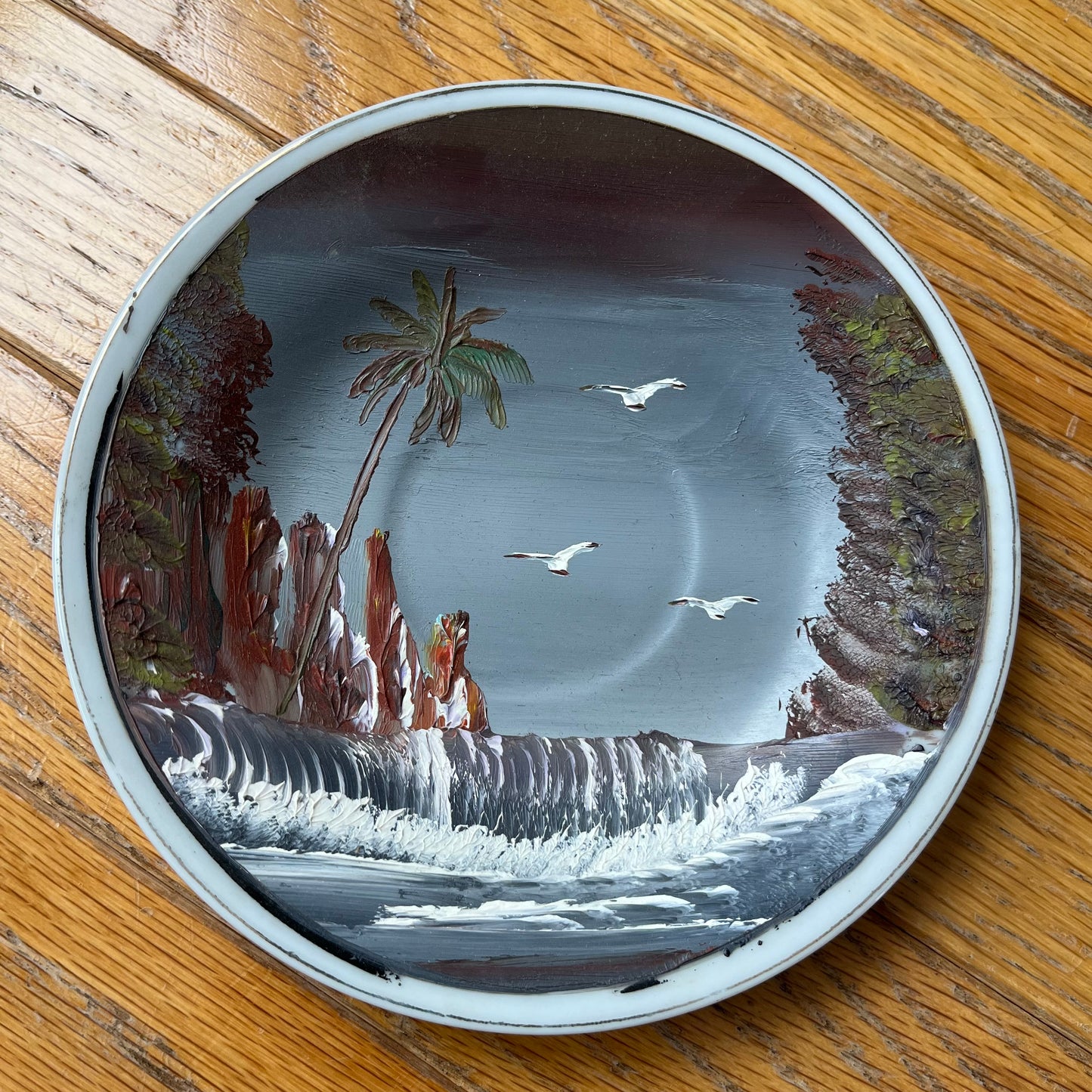 Vintage Hand Painted Seaside Collectible Plate
