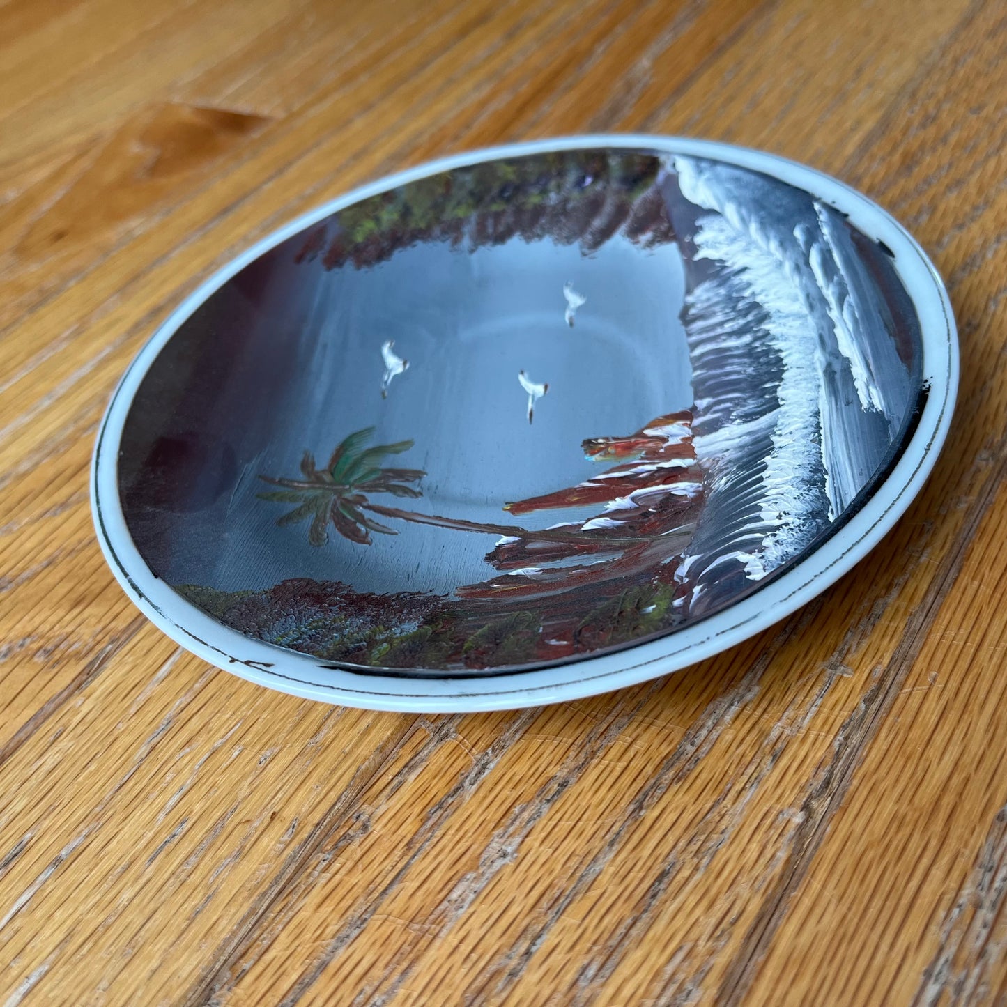 Vintage Hand Painted Seaside Collectible Plate