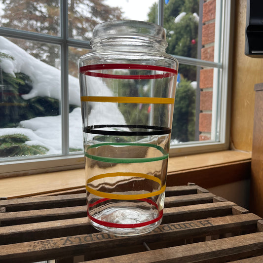 Vintage Anchor Hocking Ring Ding Rainbow Pinstripe Glass Vase