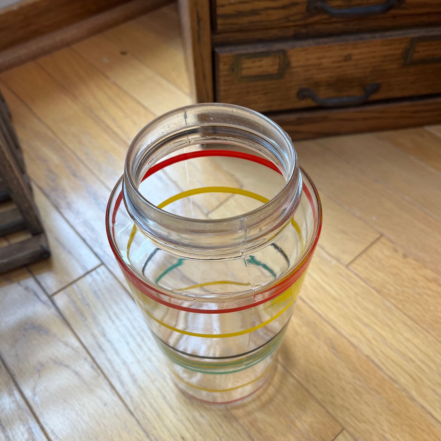 Vintage Anchor Hocking Ring Ding Rainbow Pinstripe Glass Vase