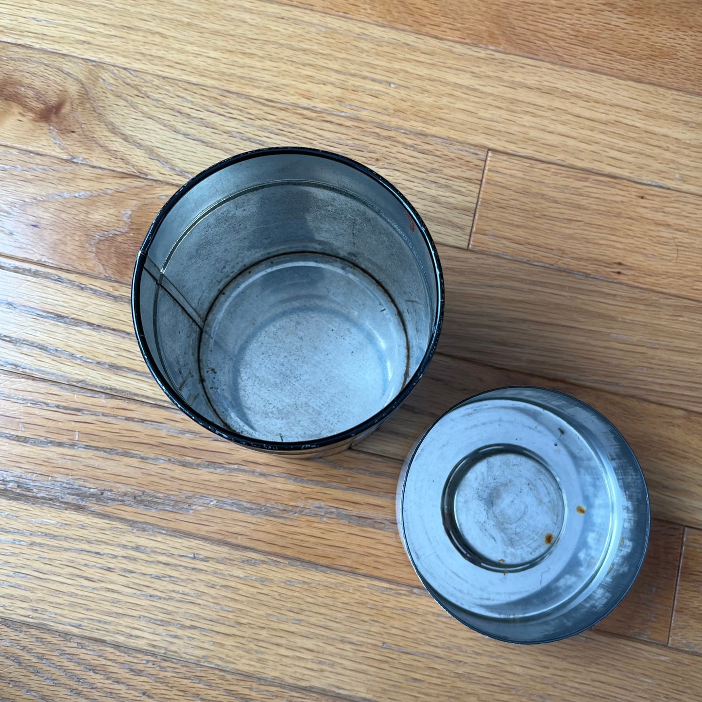 Vintage Mid Century Modern Black and White Graphic Tin Canister