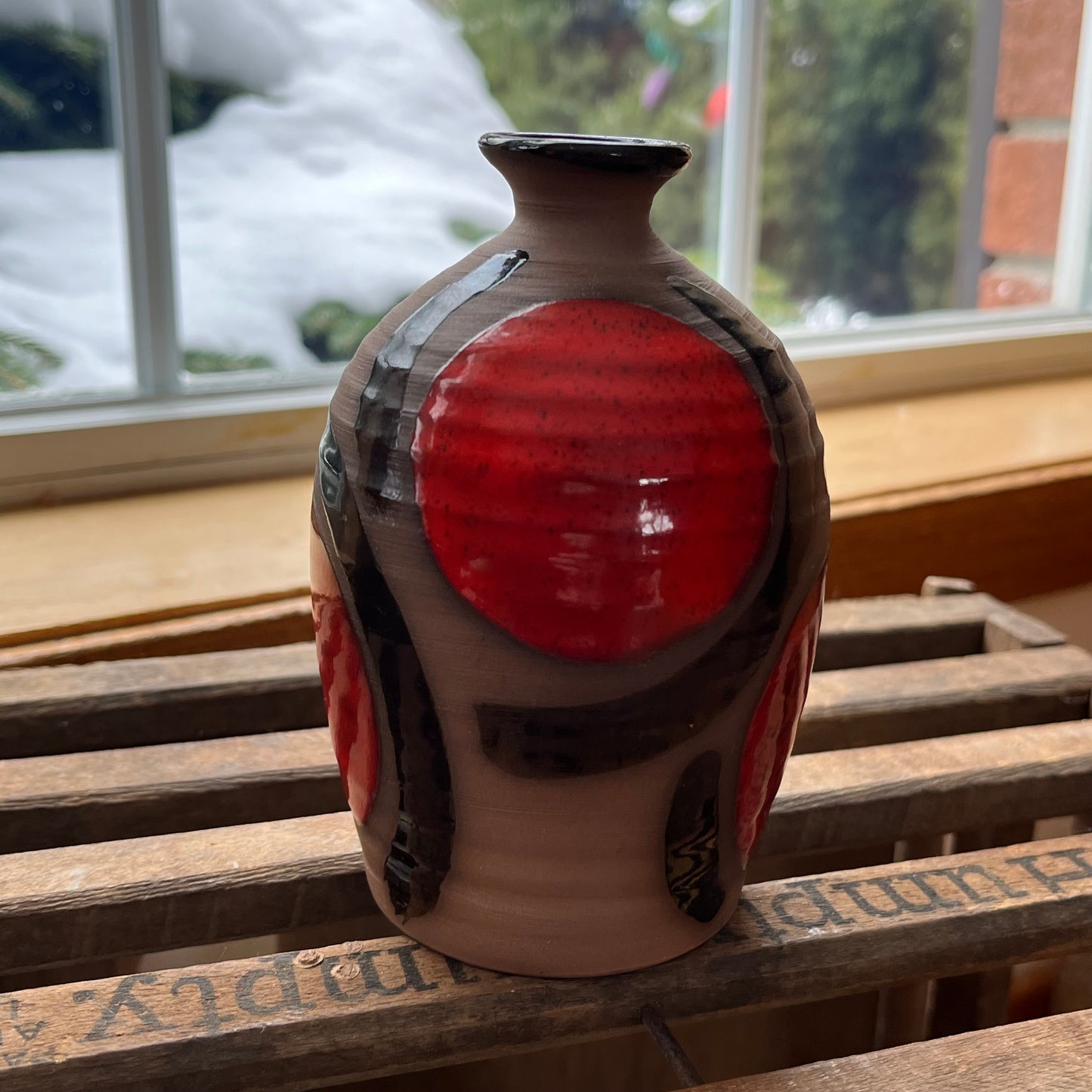 Vintage Martha Laurentian Style Pottery Signed Vase