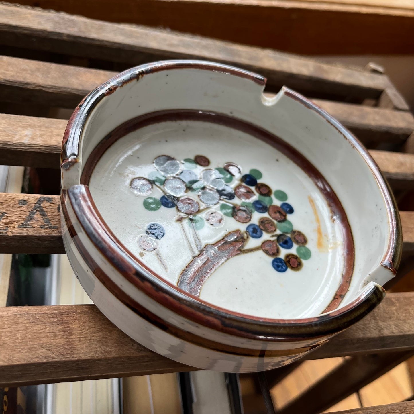 Vintage Handmade Ceramic Japan Tree Ashtray / Trinket Dish