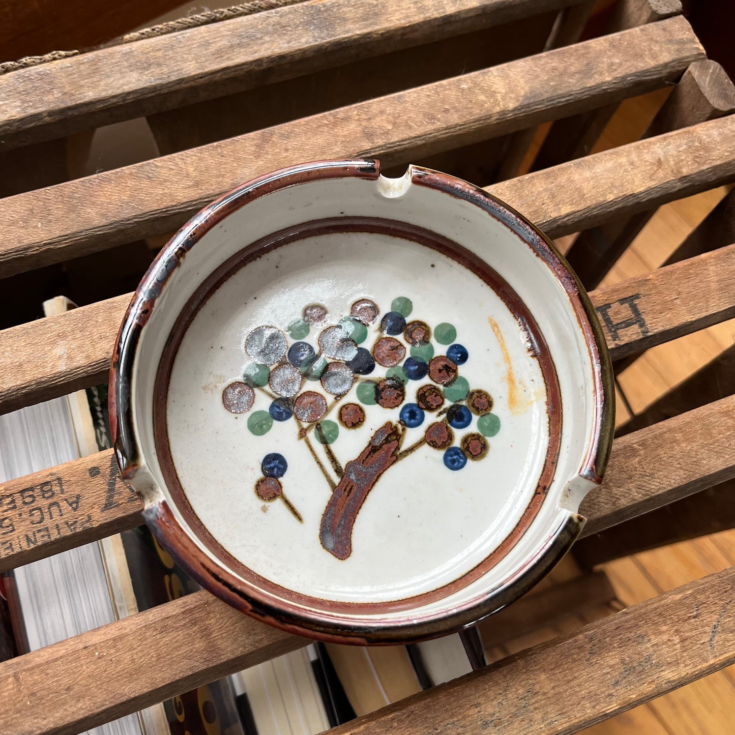 Vintage Handmade Ceramic Japan Tree Ashtray / Trinket Dish