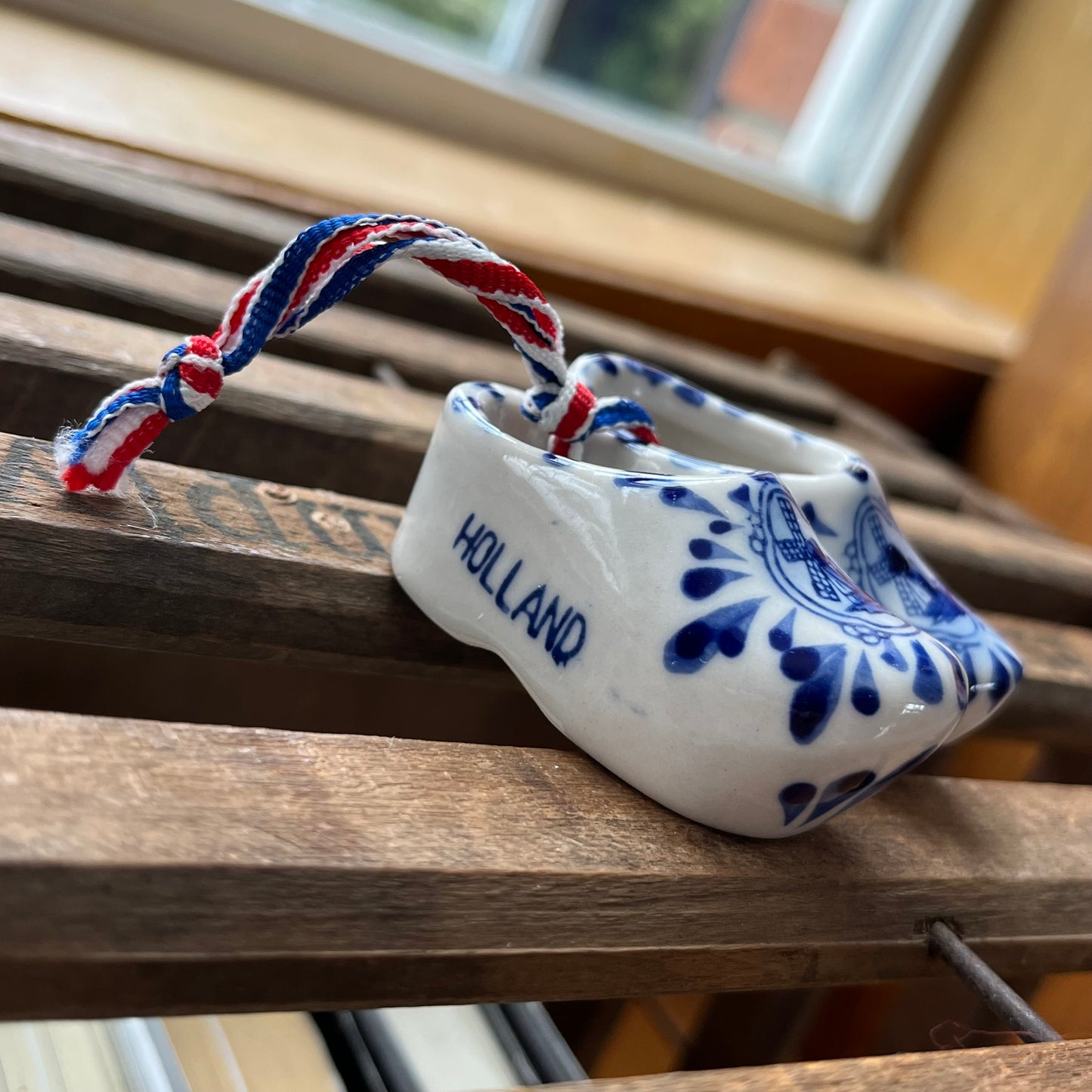 Vintage Ceramic Delft Blue Holland Shoes Clogs Dutch Windmills Holland Souvenir