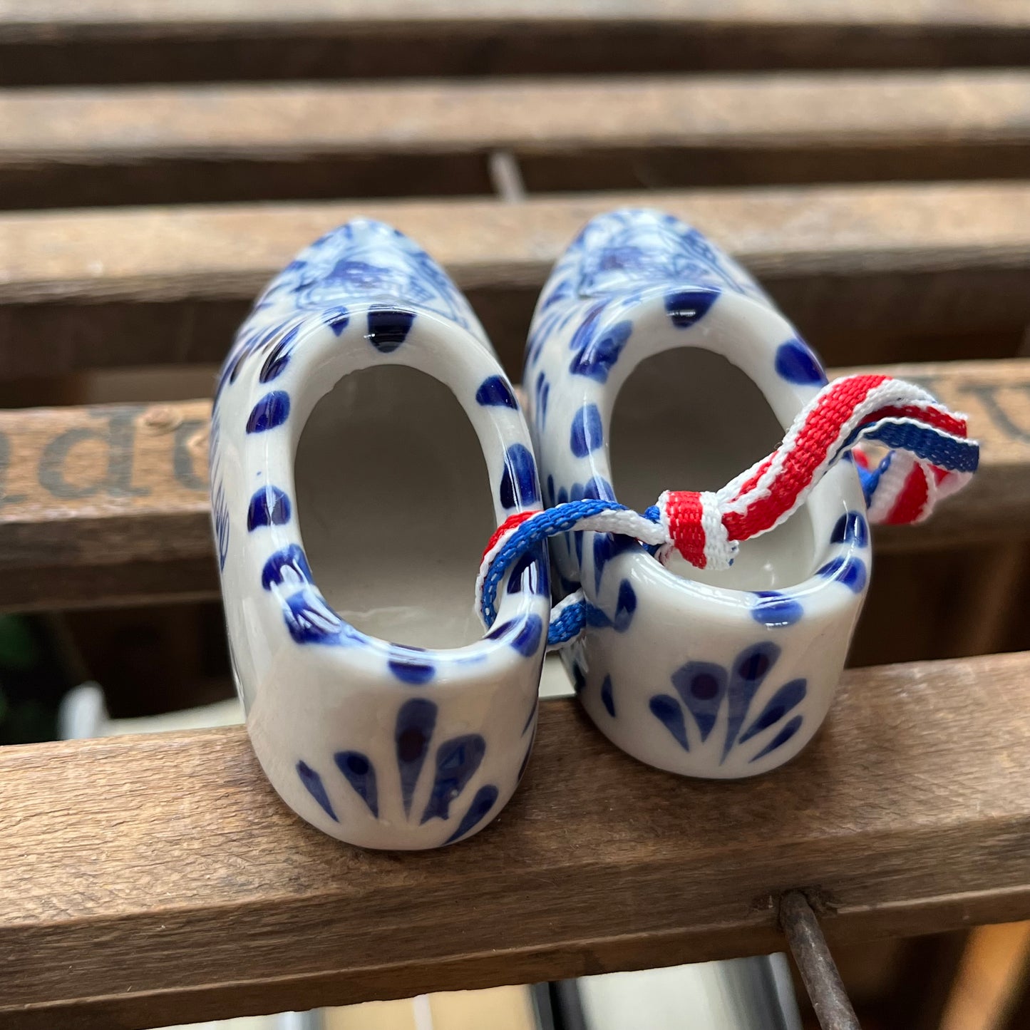 Vintage Ceramic Delft Blue Holland Shoes Clogs Dutch Windmills Holland Souvenir