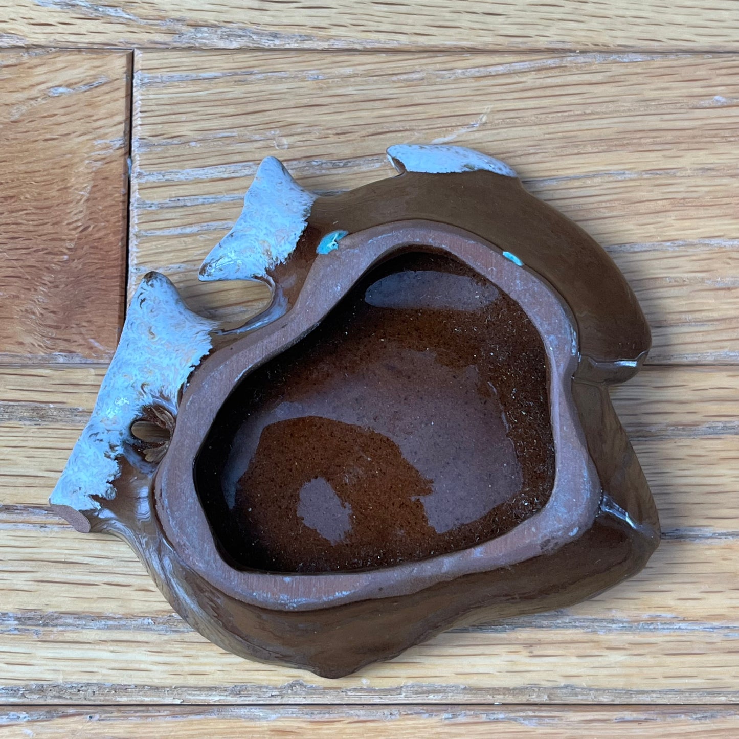 Vintage Evangeline Pottery Brown Fish Trinket Dish