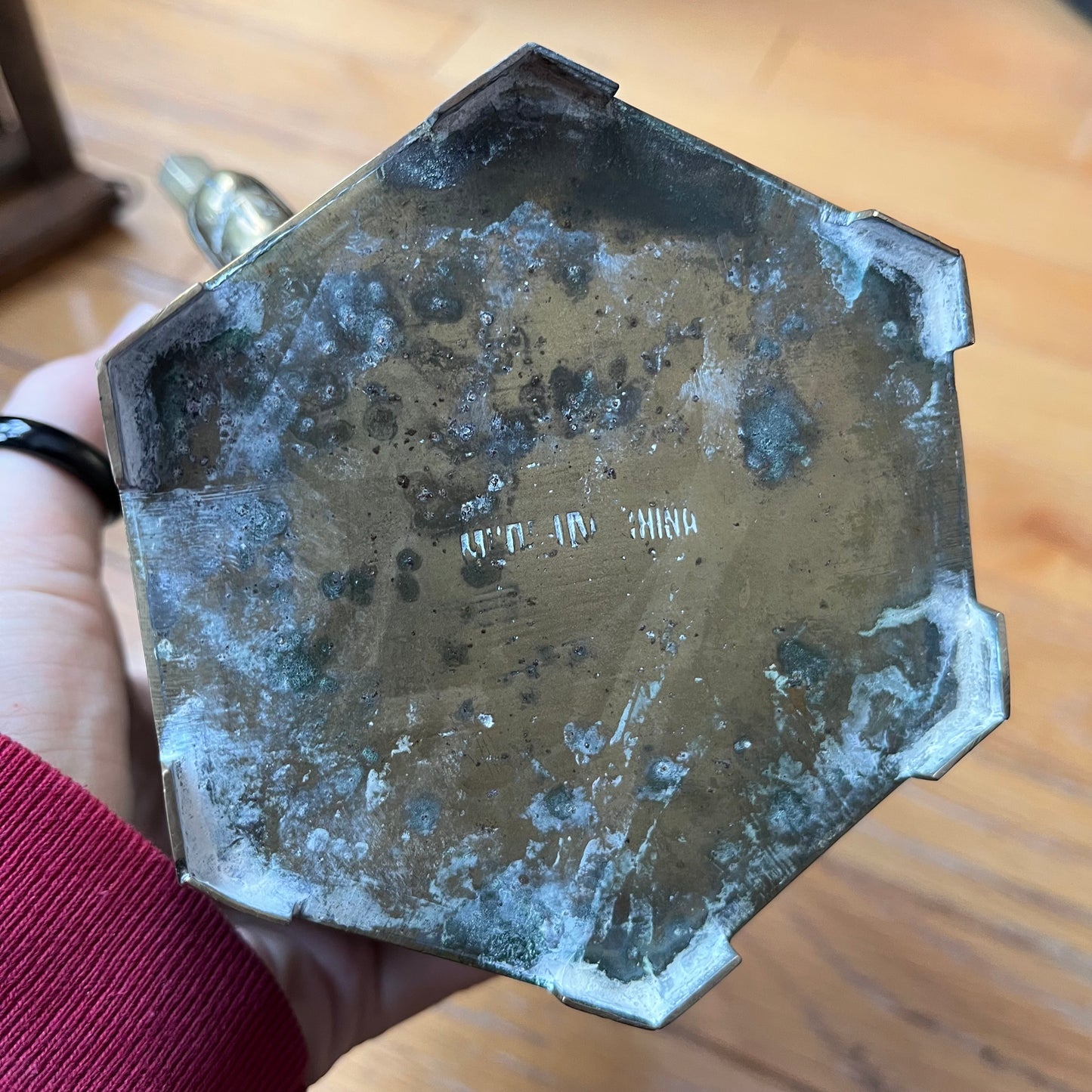 Vintage Etched Brass Chinese Teapot