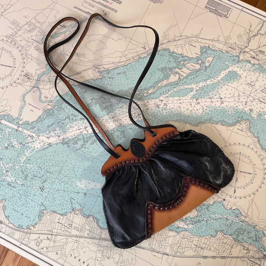 Vintage Tooled Leather Two-Tone Purse