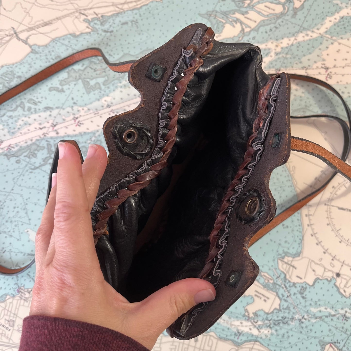 Vintage Tooled Leather Two-Tone Purse