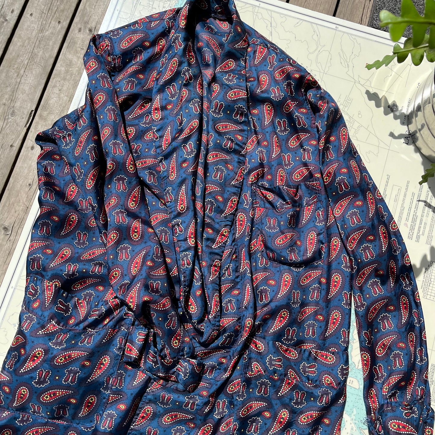 Vintage 90s Satin Paisley Gentleman's Robe