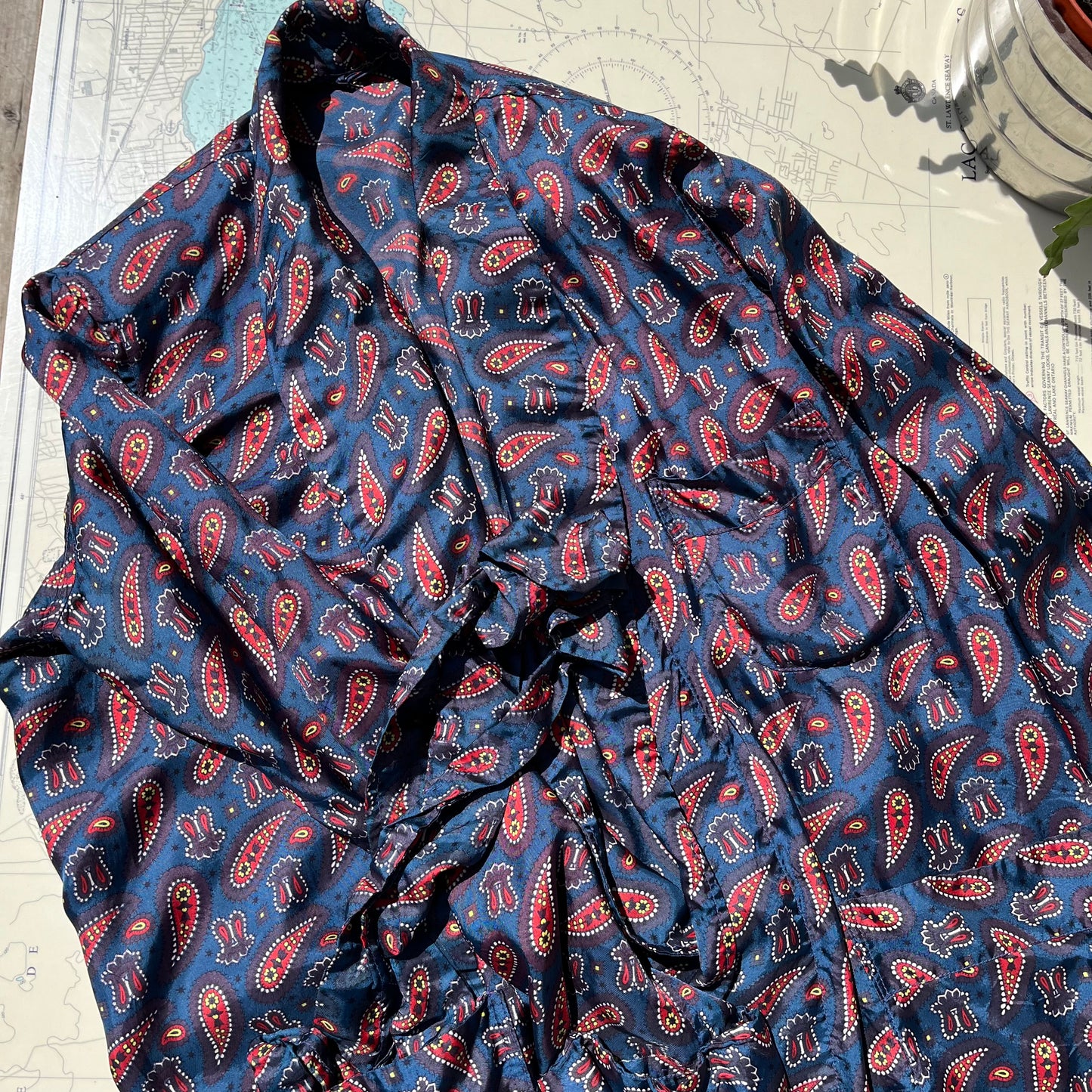 Vintage 90s Satin Paisley Gentleman's Robe