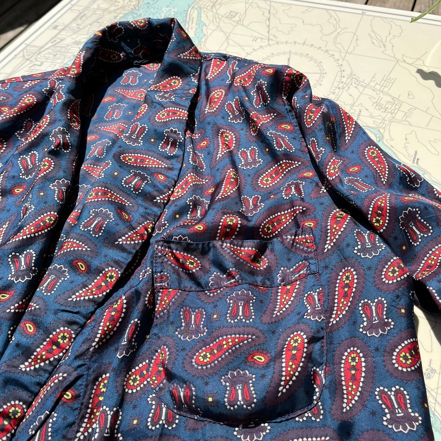 Vintage 90s Satin Paisley Gentleman's Robe