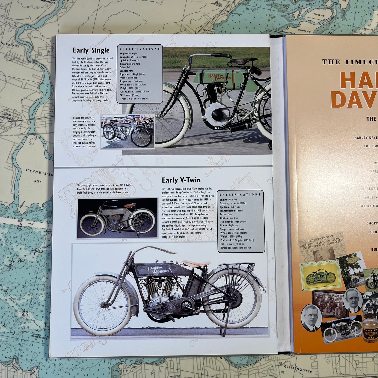 Vintage 1996 The Timechart History of Harley Davidson Motorcycles Hardcover Book
