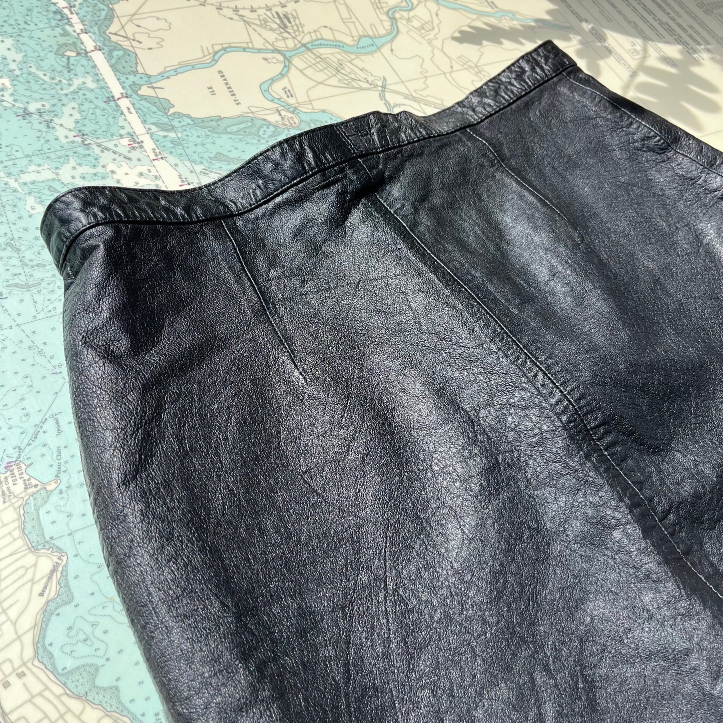 Vintage 80s Black Leather Mini Skirt