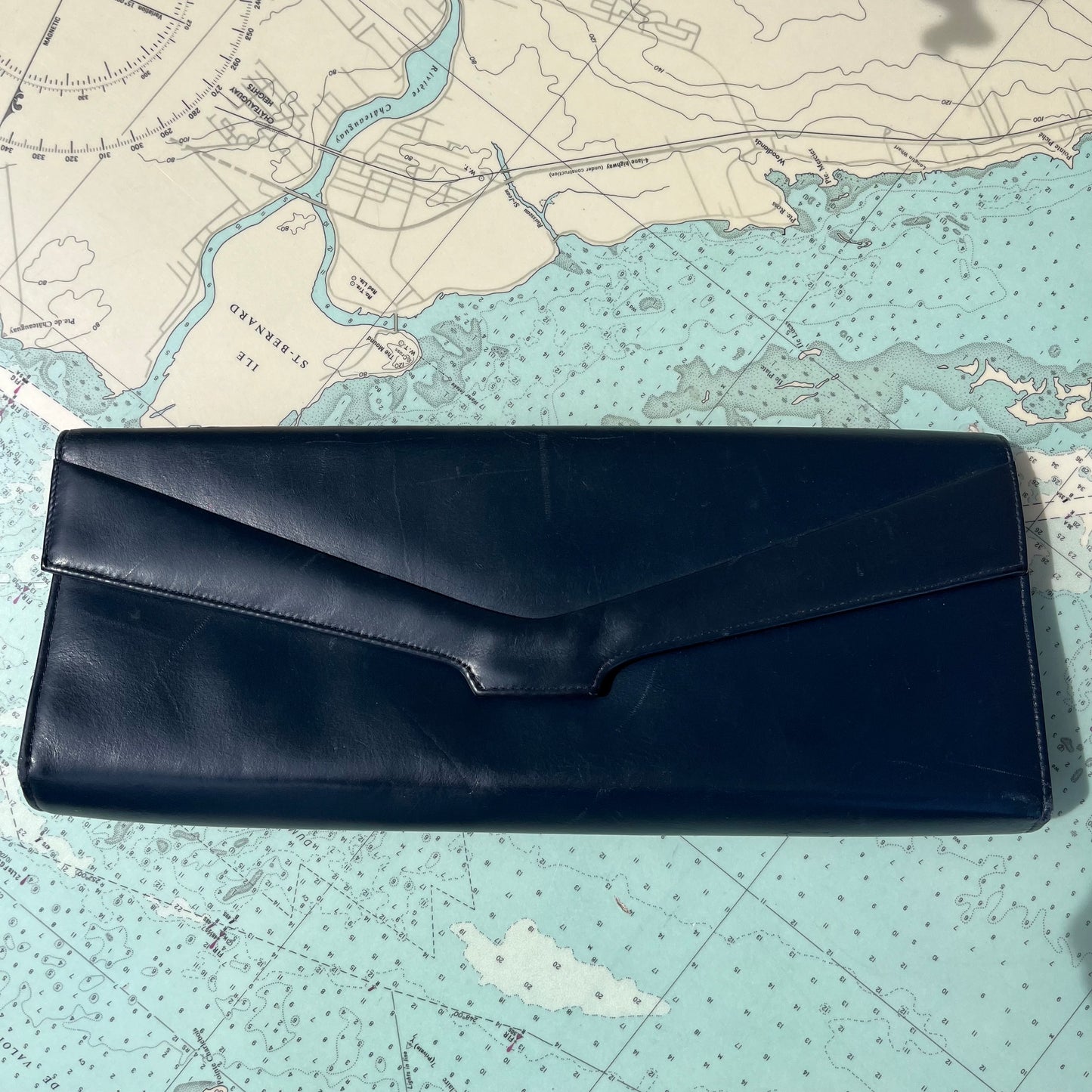 Vintage 80s Navy Victory Handbag / Clutch / Purse
