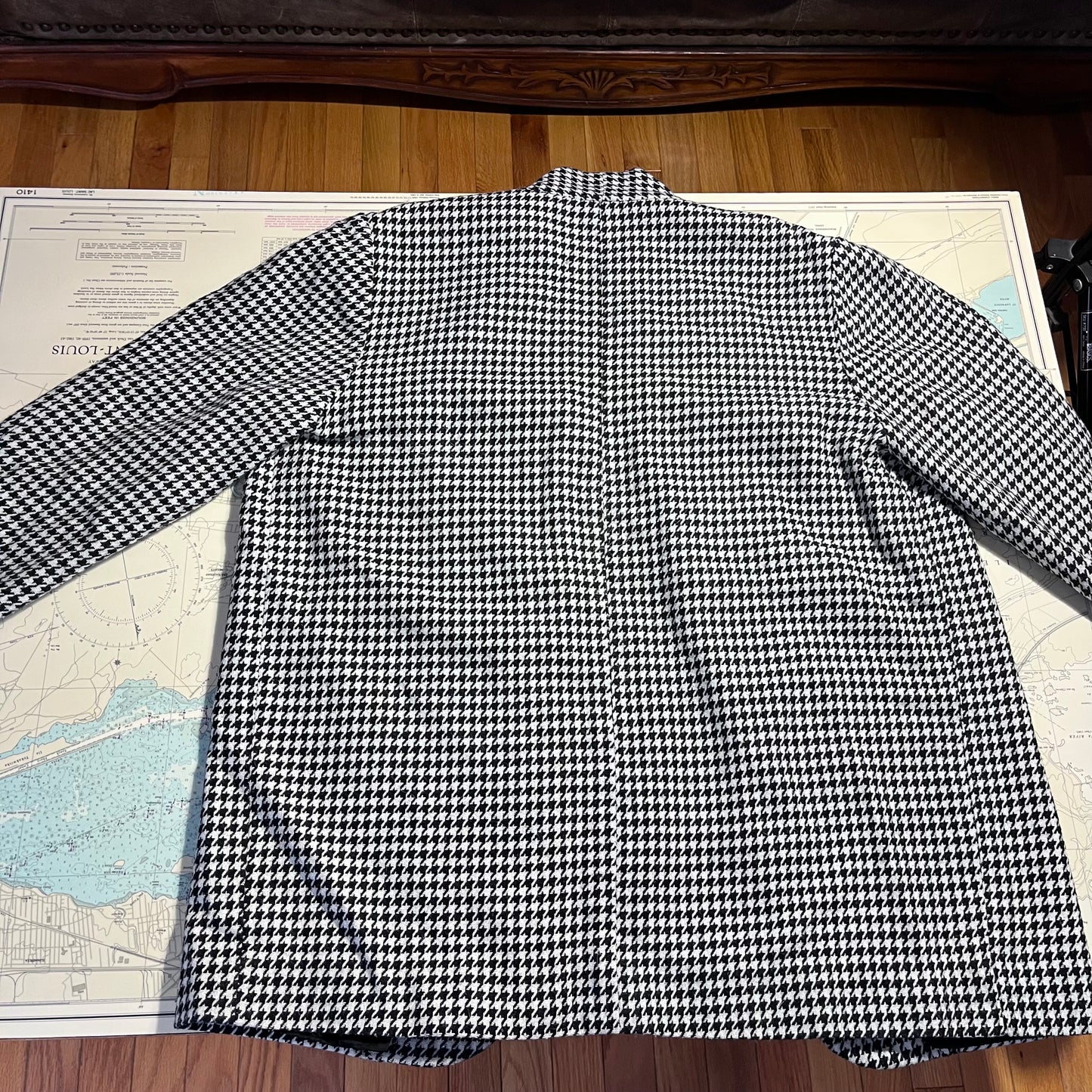 Vintage Black and White Houndstooth Open Front Cardigan