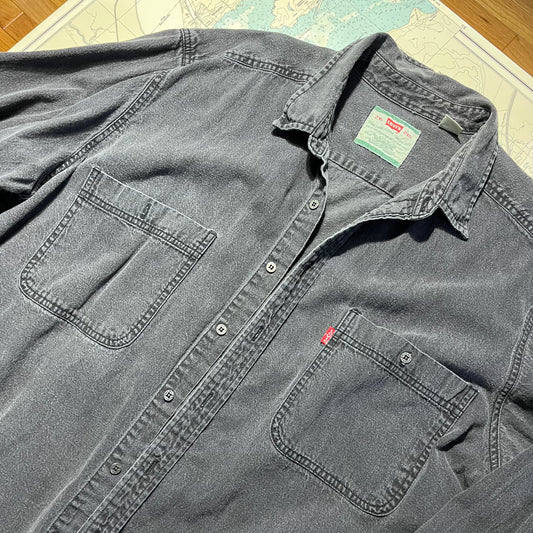 Vintage Levi's Black Denim Button Up Shirt XXL