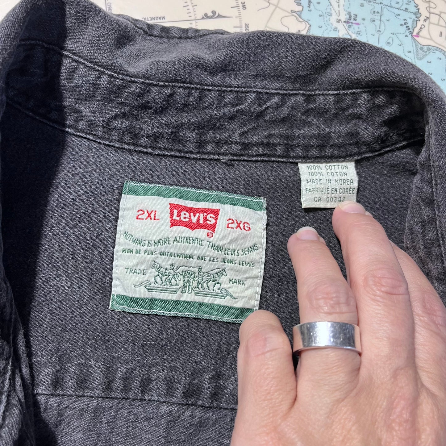 Vintage Levi's Black Denim Button Up Shirt XXL