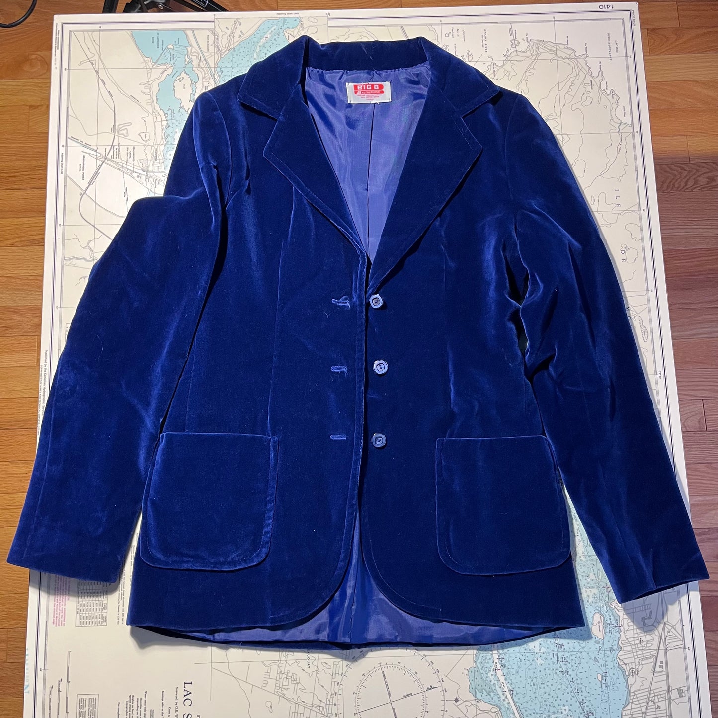 Vintage Big B Brotherhood Blue Velvet Blazer Jacket