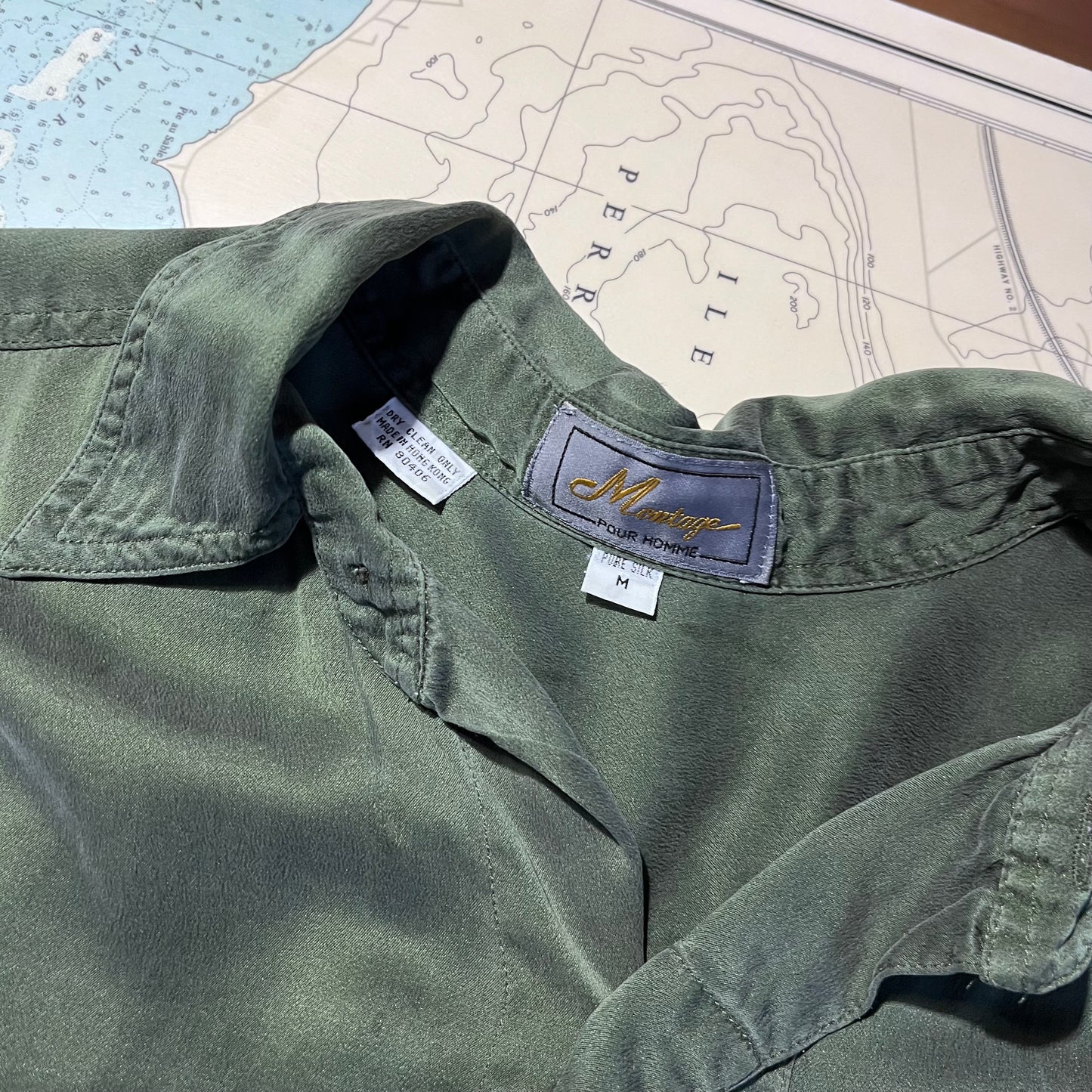 Vintage 90s Silk Montage Pour Homme Button Up Shirt