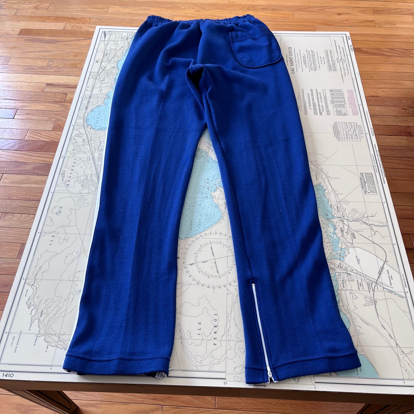 Vintage 70s Victory Blue and White Striped Joggers