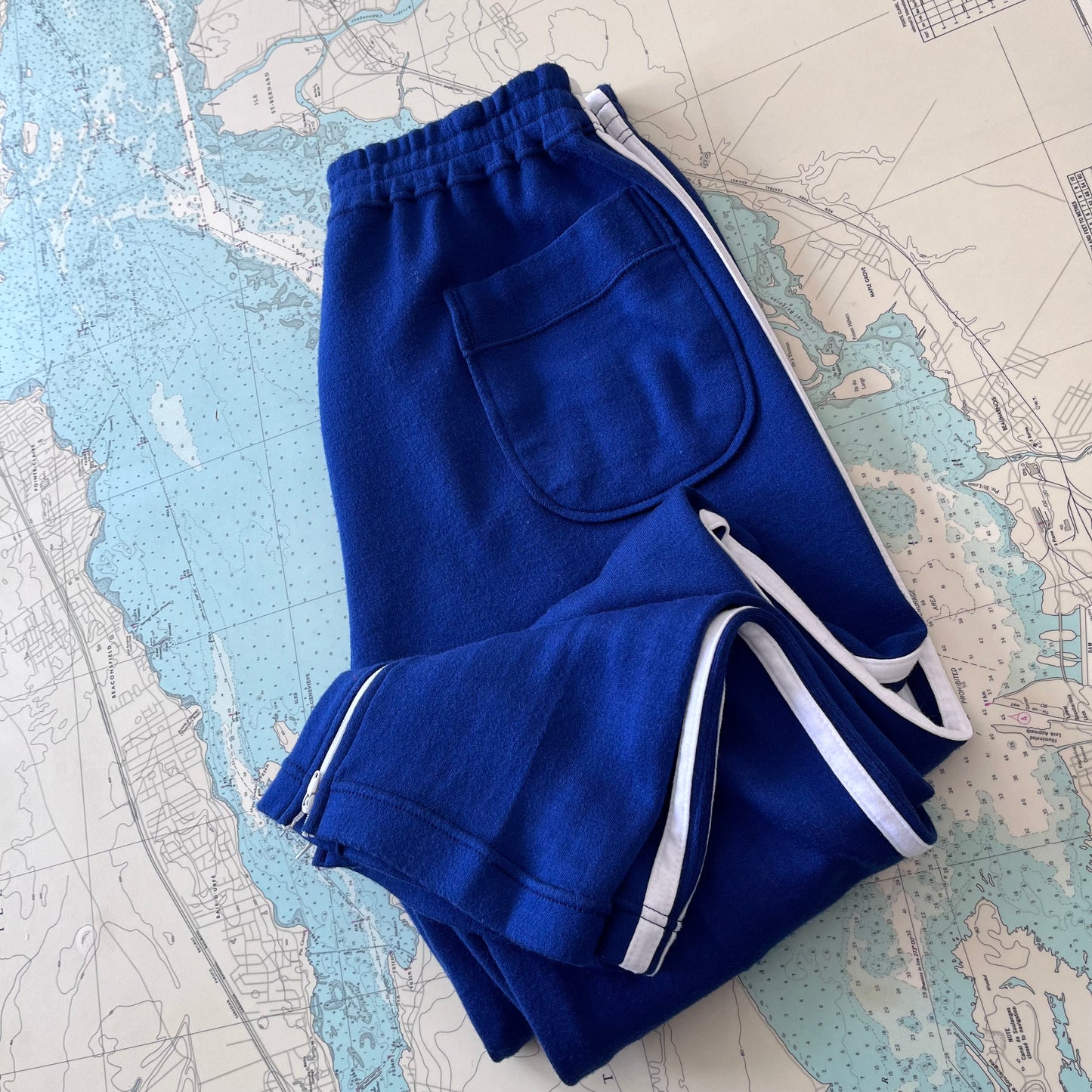 Vintage 70s Victory Blue and White Striped Joggers