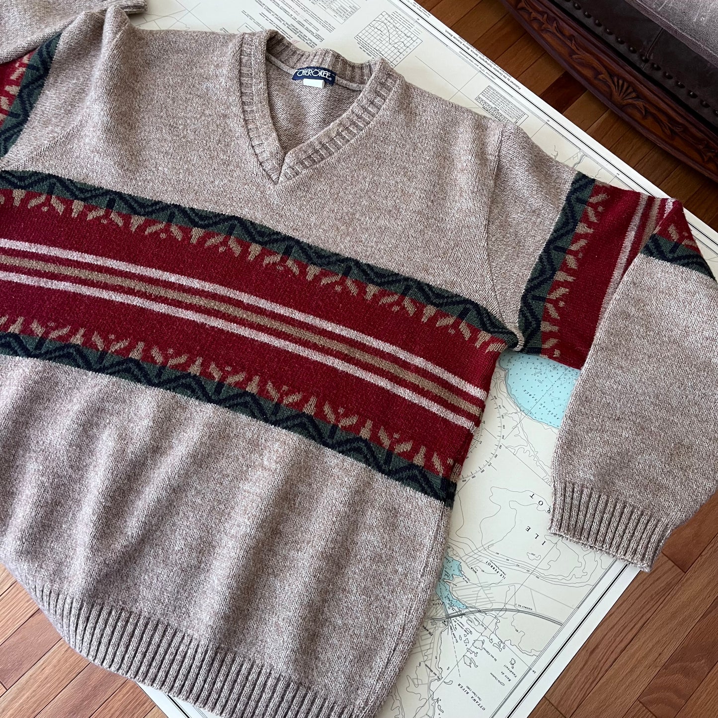 Vintage 90s Cherokee Chest Stripe Sweater