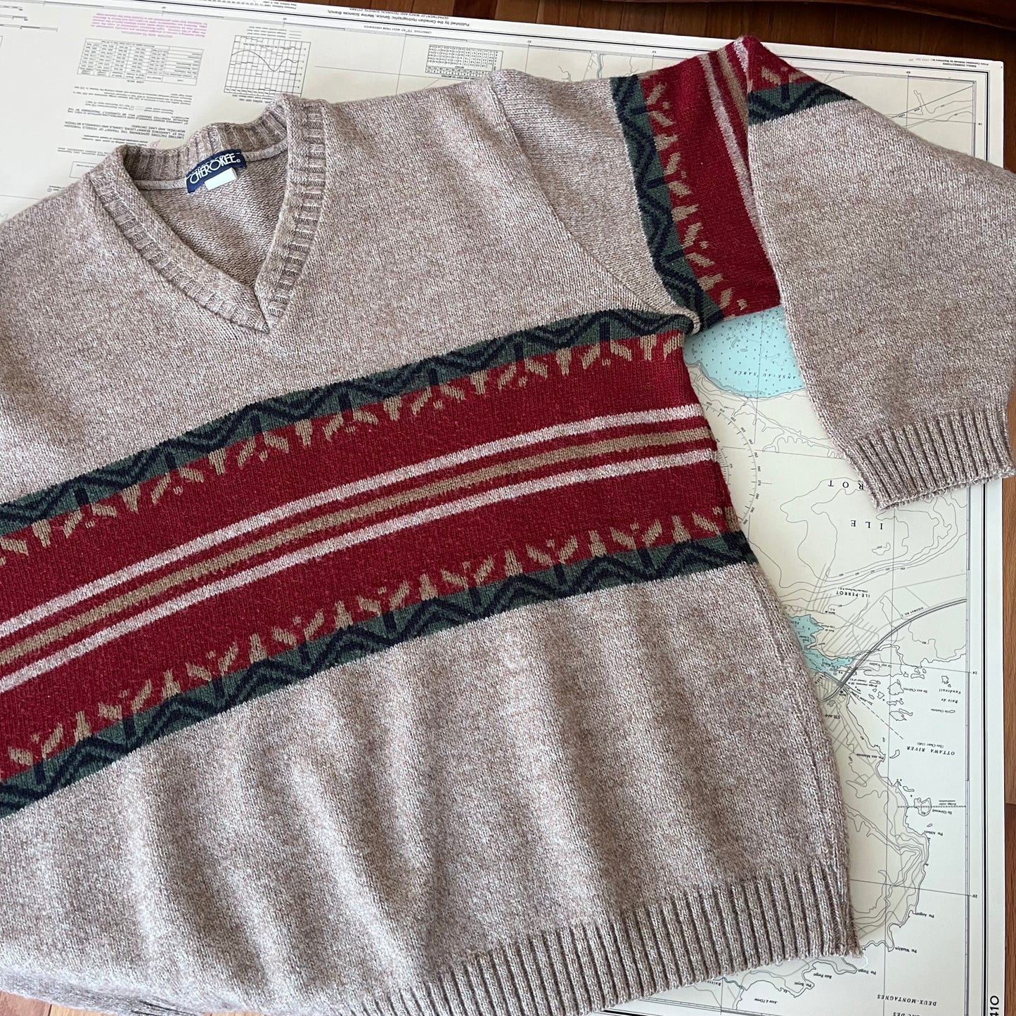 Vintage 90s Cherokee Chest Stripe Sweater