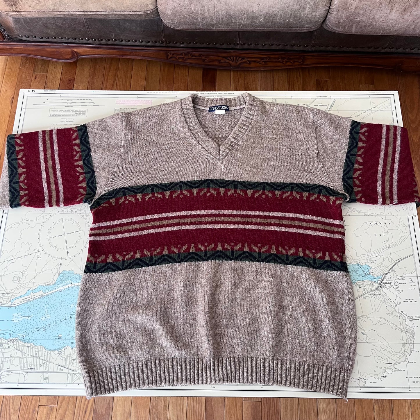 Vintage 90s Cherokee Chest Stripe Sweater