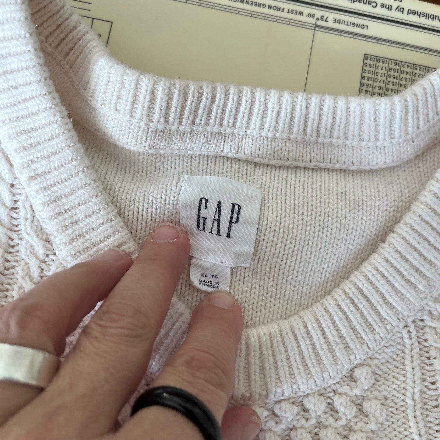 GAP White Cotton Cable Knit Sweater