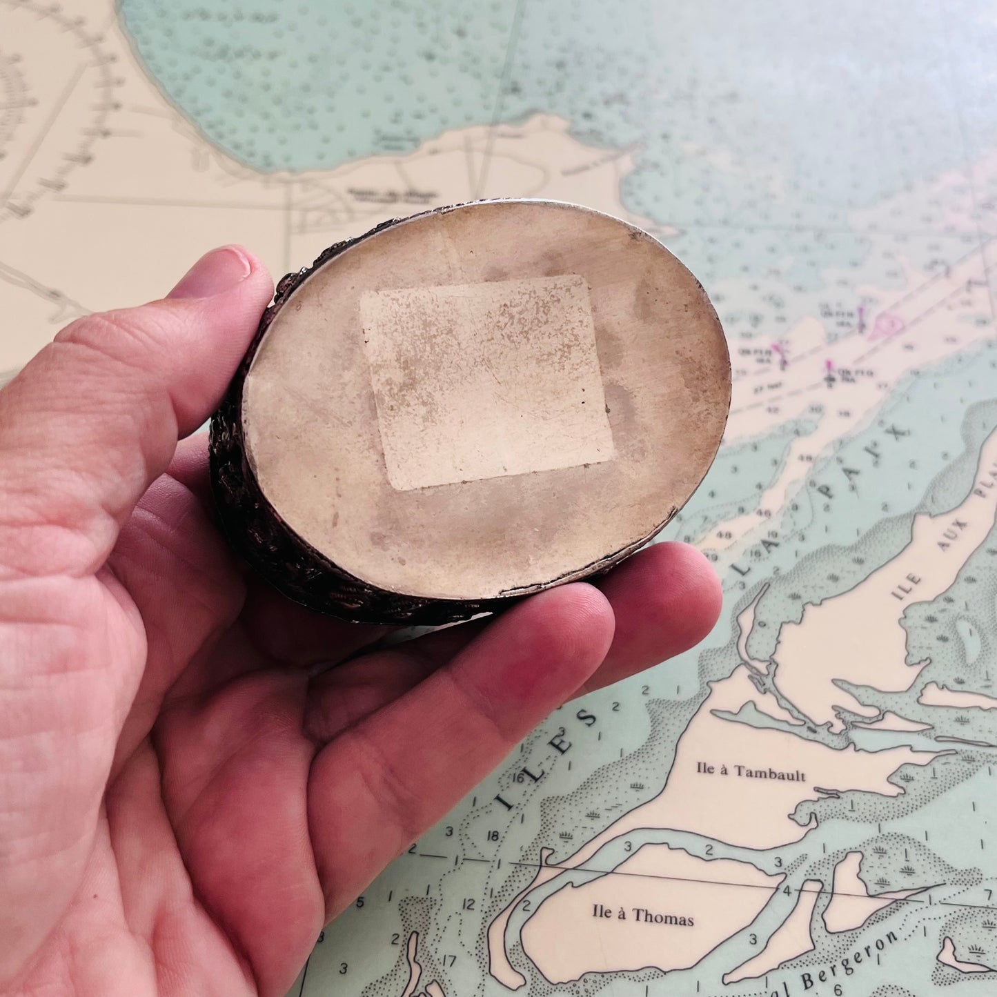 Vintage Millefiori  Glass and Silver Plated Ring / Pill Box