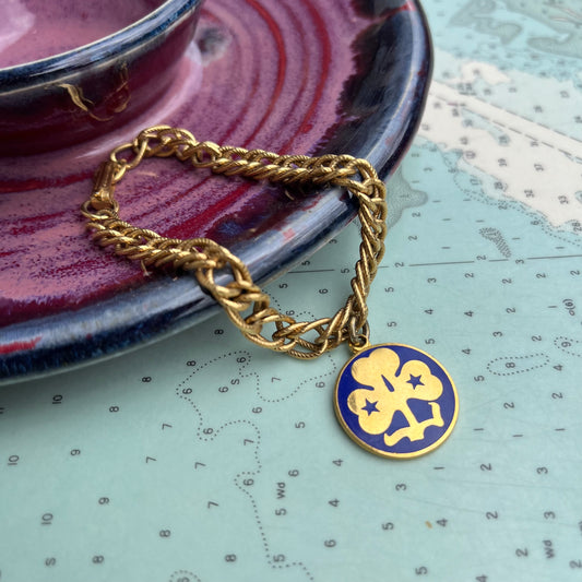 Vintage Gold Plated Girl Scouts Charm Bracelet