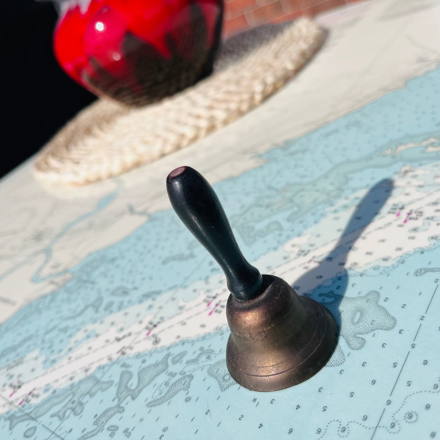 Vintage Mini Brass Bell with Wooden Handle