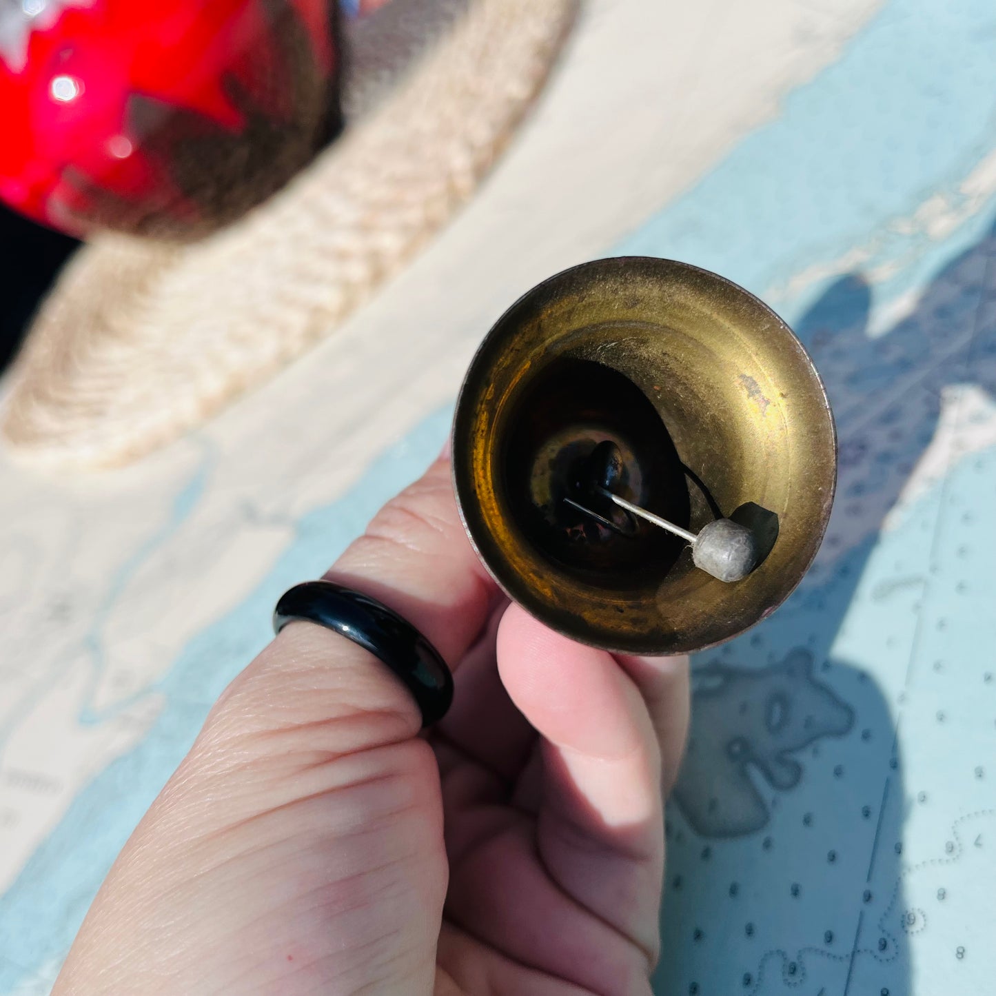 Vintage Mini Brass Bell with Wooden Handle