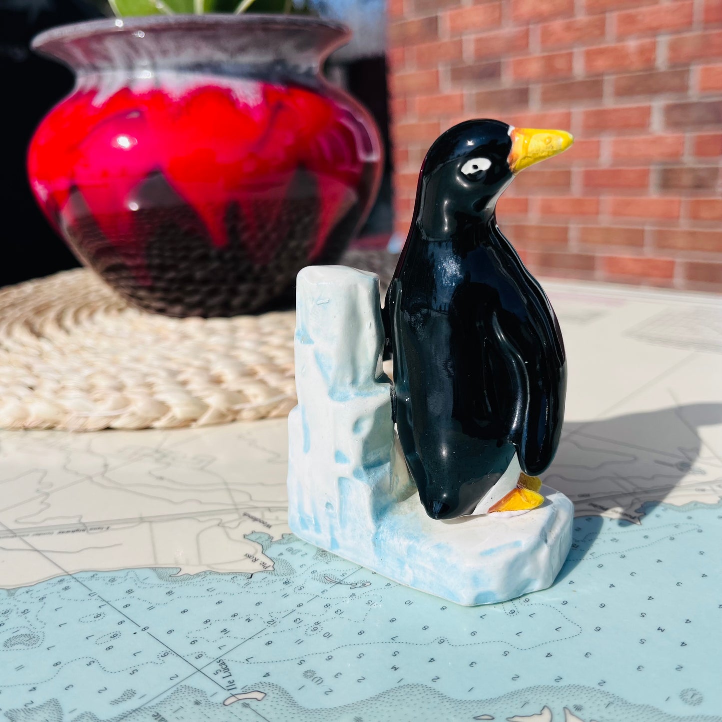 Vintage Penguin on Ice Porcelain Figurine