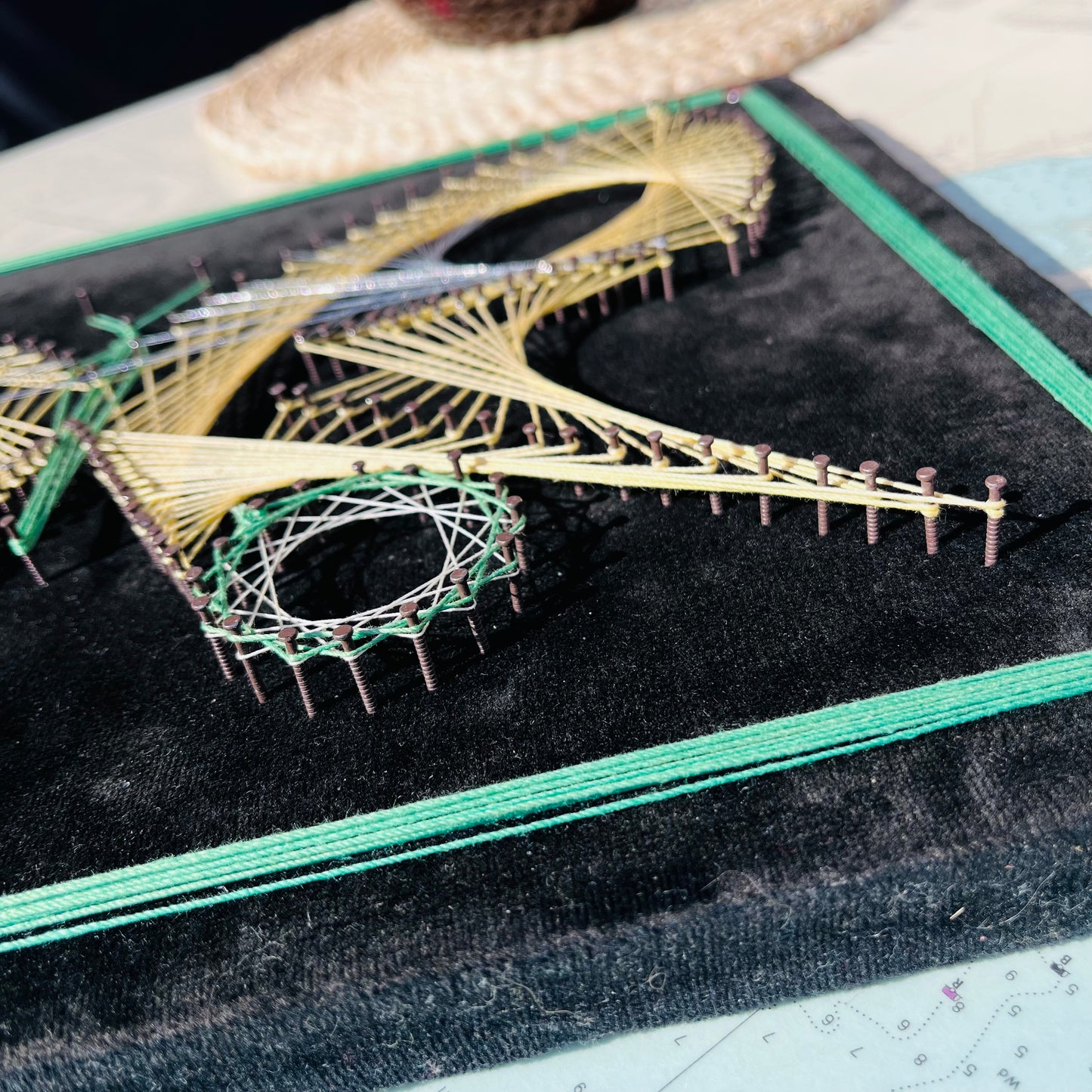 Vintage 70s Velvet String Art Butterfly