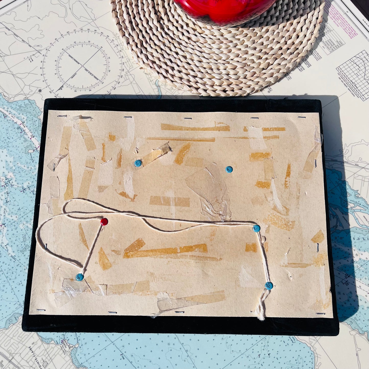 Vintage 70s Velvet String Art Butterfly