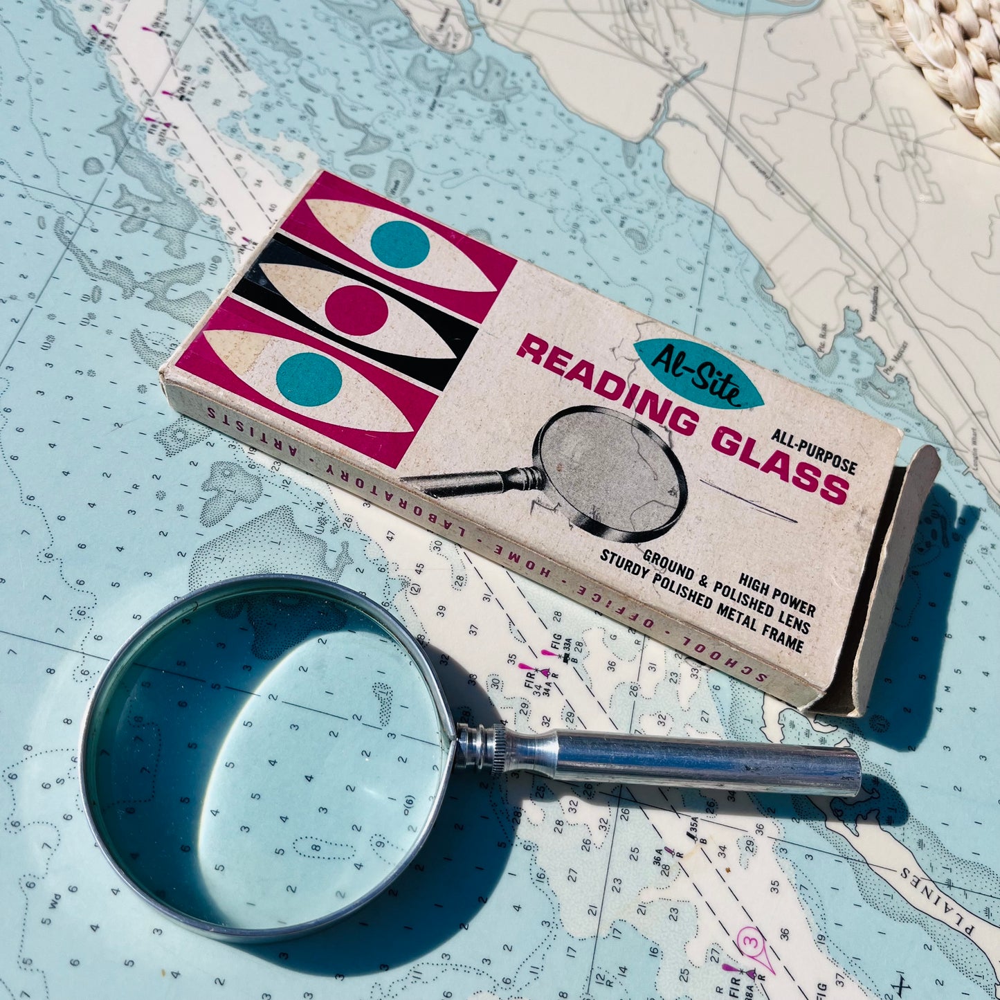 Vintage Al-Site All Purpose Reading Glass Magnifying Glass with Box