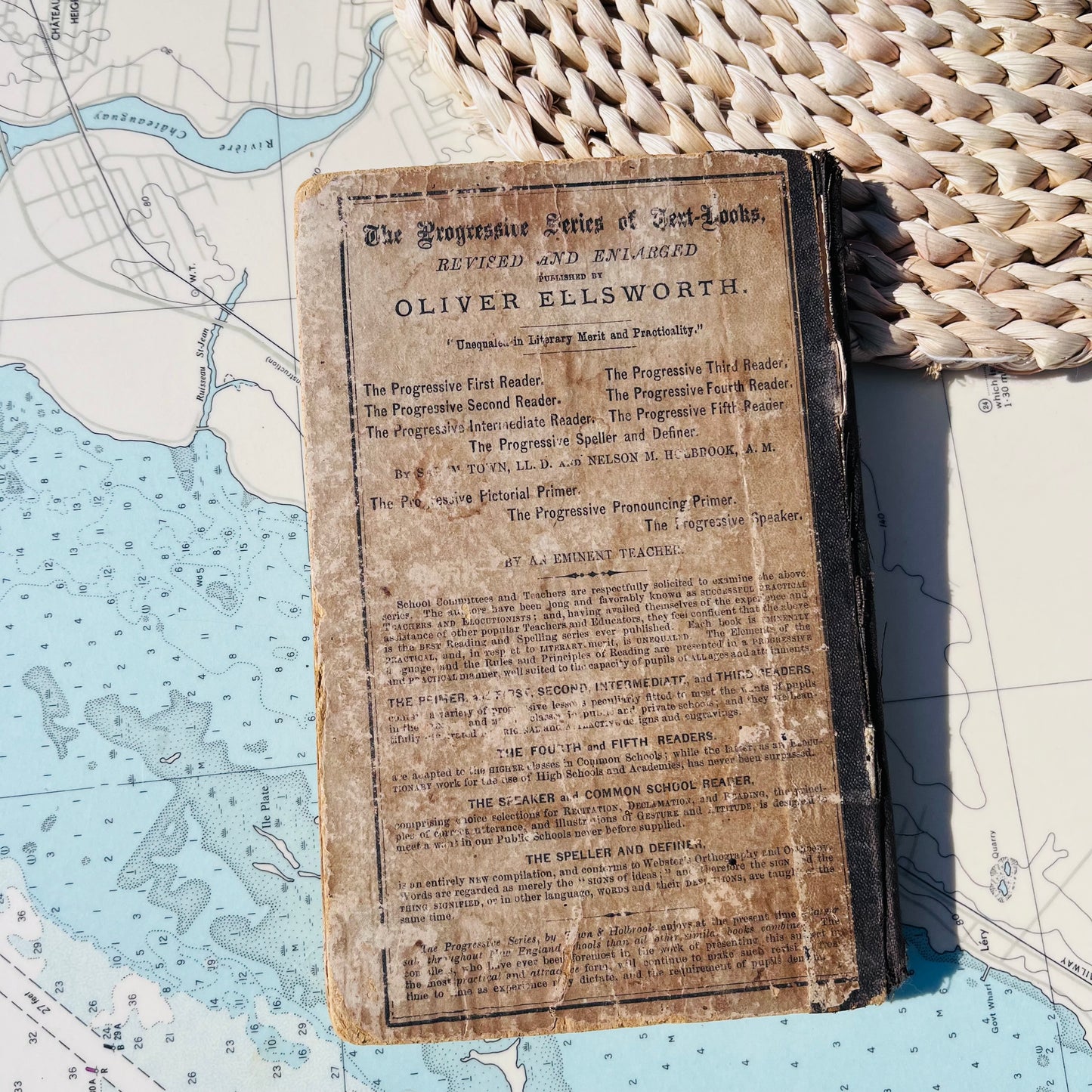 Antique 1875 The Progressive Speller Oliver Ellsworth