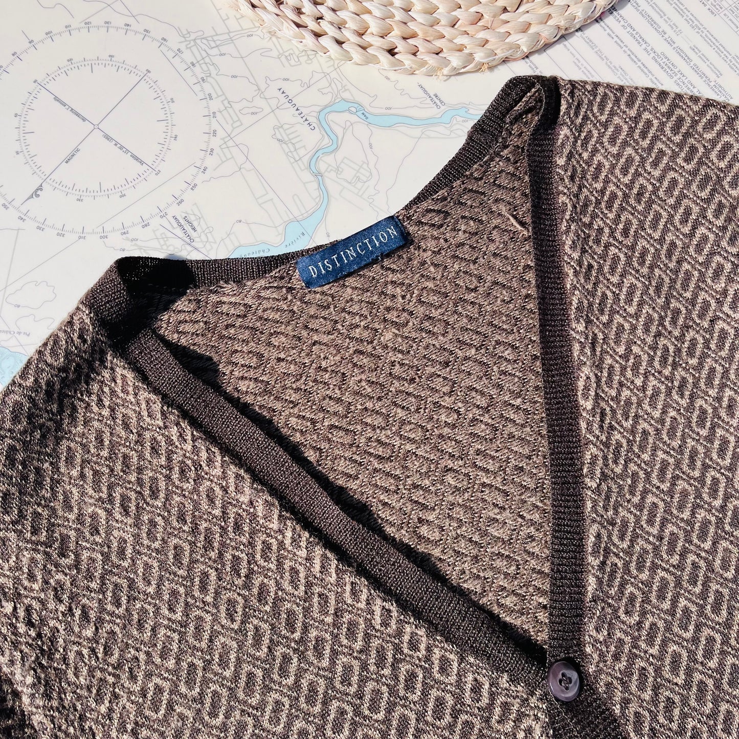 Vintage Distinction V Neck Knit Cardigan