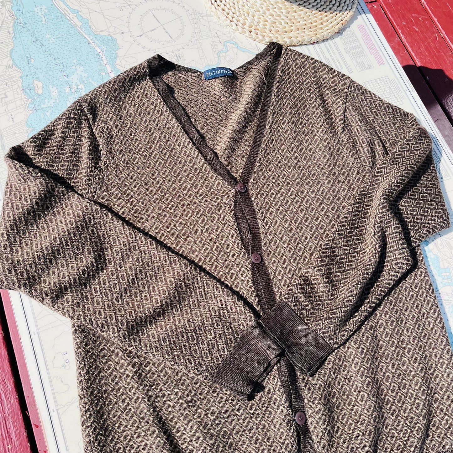Vintage Distinction V Neck Knit Cardigan